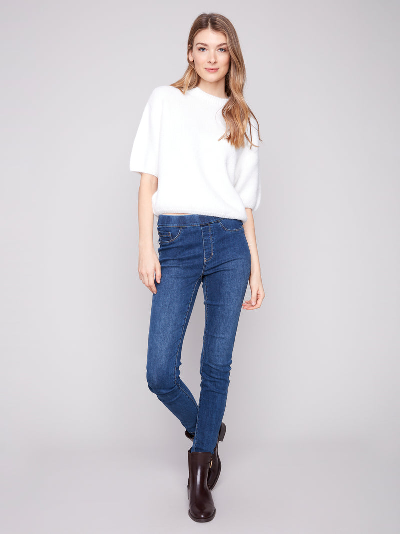 Charlie B Short Sleeve Sweater White