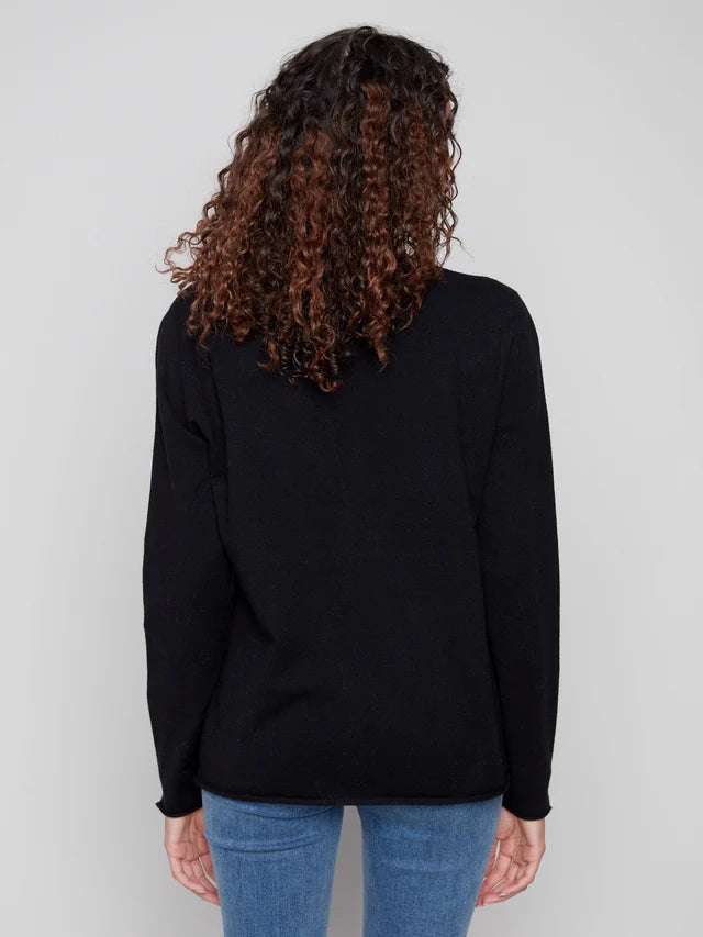 Charlie B Light Weight V Neck Sweater Black