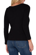 Liverpool Ribbed Long Sleeve Top Black