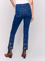 Charlie B Dark Blue Jeans With Embriodered Pearl Detail