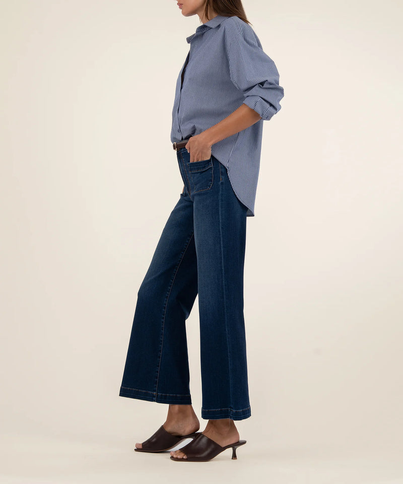 KUT Meg Wide Leg Contentment Wash Dark Jeans