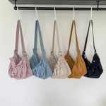 Nylon Ruffle Detail Light Weight Shoulder Bag