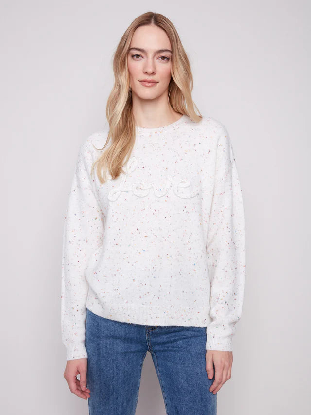 Charlie B Love Sweater Ecru