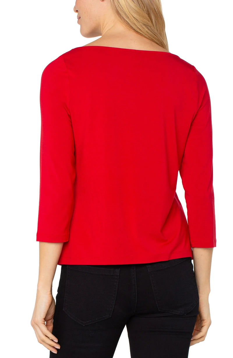 Liverpool Boat Neck Light Weight Top Red