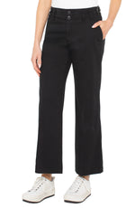 Liverpool Onyx Wide Leg Pant With Cinched Waist