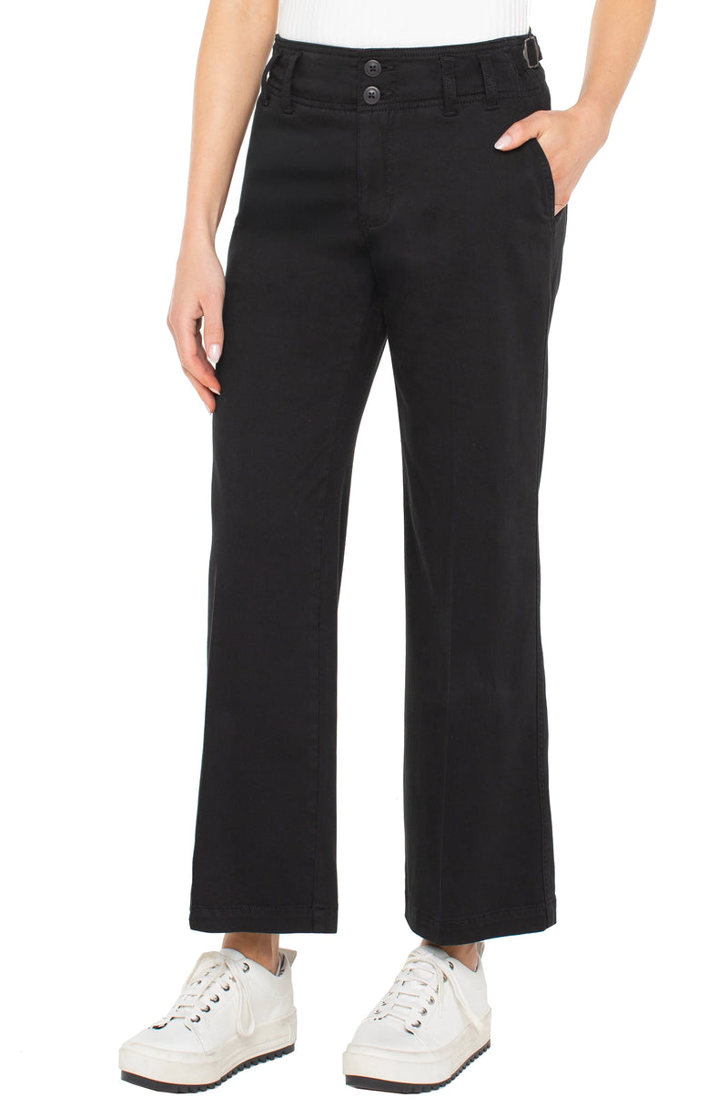 Liverpool Onyx Wide Leg Pant With Cinched Waist