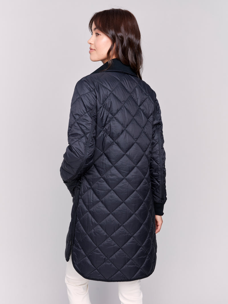 Charlie B Reversible Iridecent Quilted Jacket Black