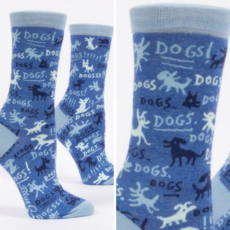 Blue Q Womens Crew Sock "Dogs!"