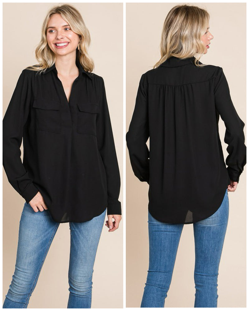 Black V Neck Blouse