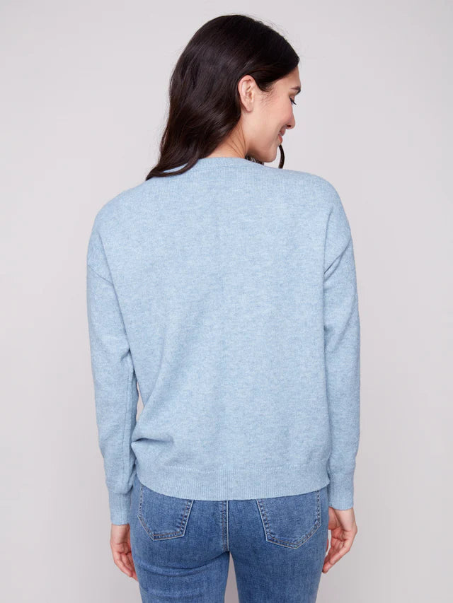 Charlie B Oxford Sweater With Flowers