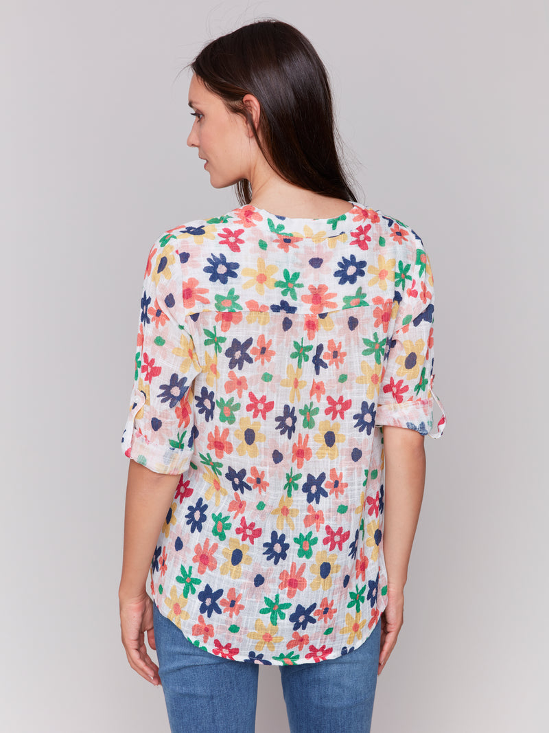 Charlie B Linen Blouse Daisies