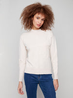 Charlie B Oat Sweater With Flower Detail