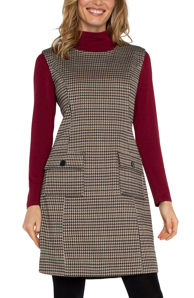 Liverpool Plaid Tan/Black Shift Dress