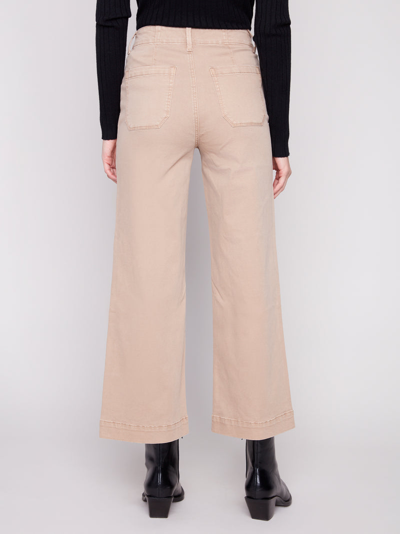 Charlie B Front Pocket Crop Wide Leg Sesame