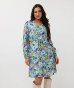 Esqualo Green  Floral Button Up Dress With Waist Tie