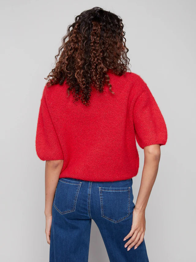 Charlie B Crimson Sweater Elbow Sleeve