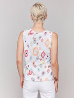 Charlie B Sleeveless Round Neck Cotton Tank Diamond