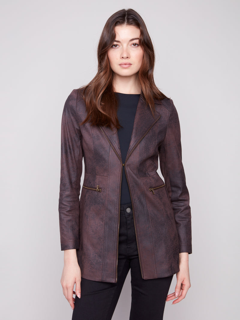 Charlie B Faux Suede Long Jacket