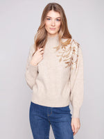 Charlie B Oat Sweater With Gold Sequince