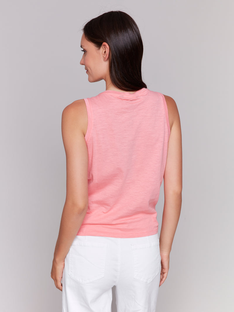 Charl B Tank Top With Bunch Detail Watermelon Colour