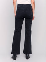 Charlie B Pull On Wide Leg Jeans With Button Details Charcoal