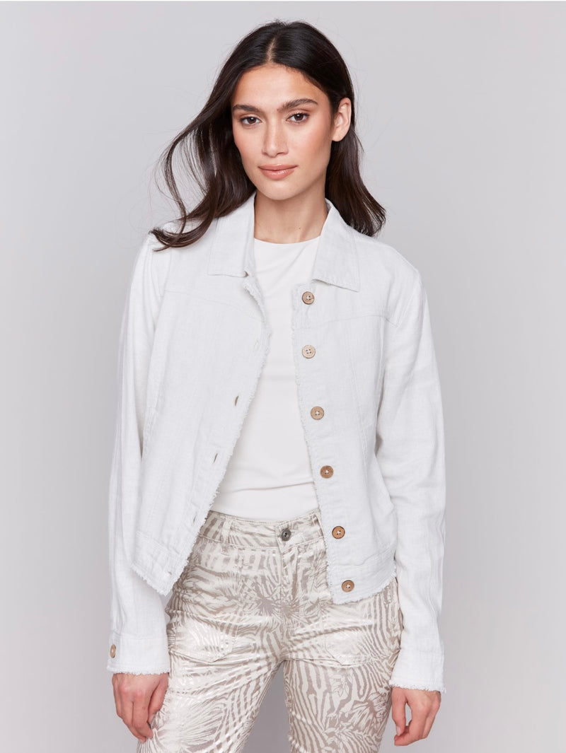 Charlie B Lightweight Linen Jacket White