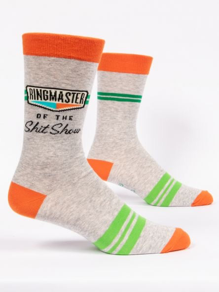 Blue Q Mens Crew Socks "Ringmaster Of The Shit Show"