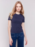 Charlie B Double Layered T Shirt Silky Feel Navy