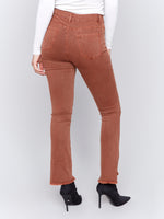 Charlie B Straightleg Assymetrical Raw Hem Jean Terracotta