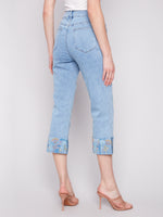 Charlie B Crop Jeans With Cuff Embroidery