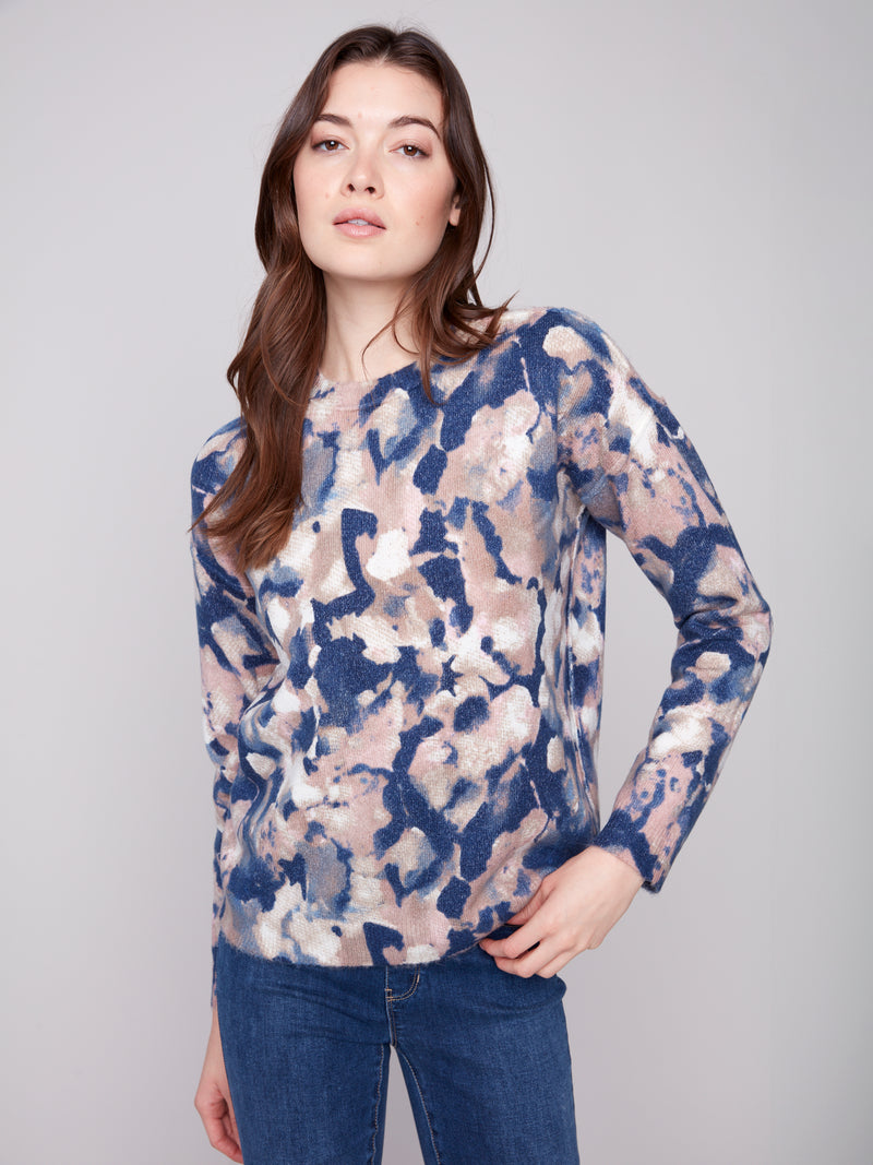 Charlie B Reversible Soft Sweater Blue/Pink/White