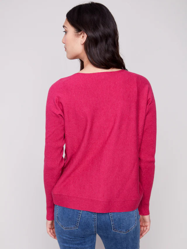 Charlie B Hibiscus Sweater With Side Buttons