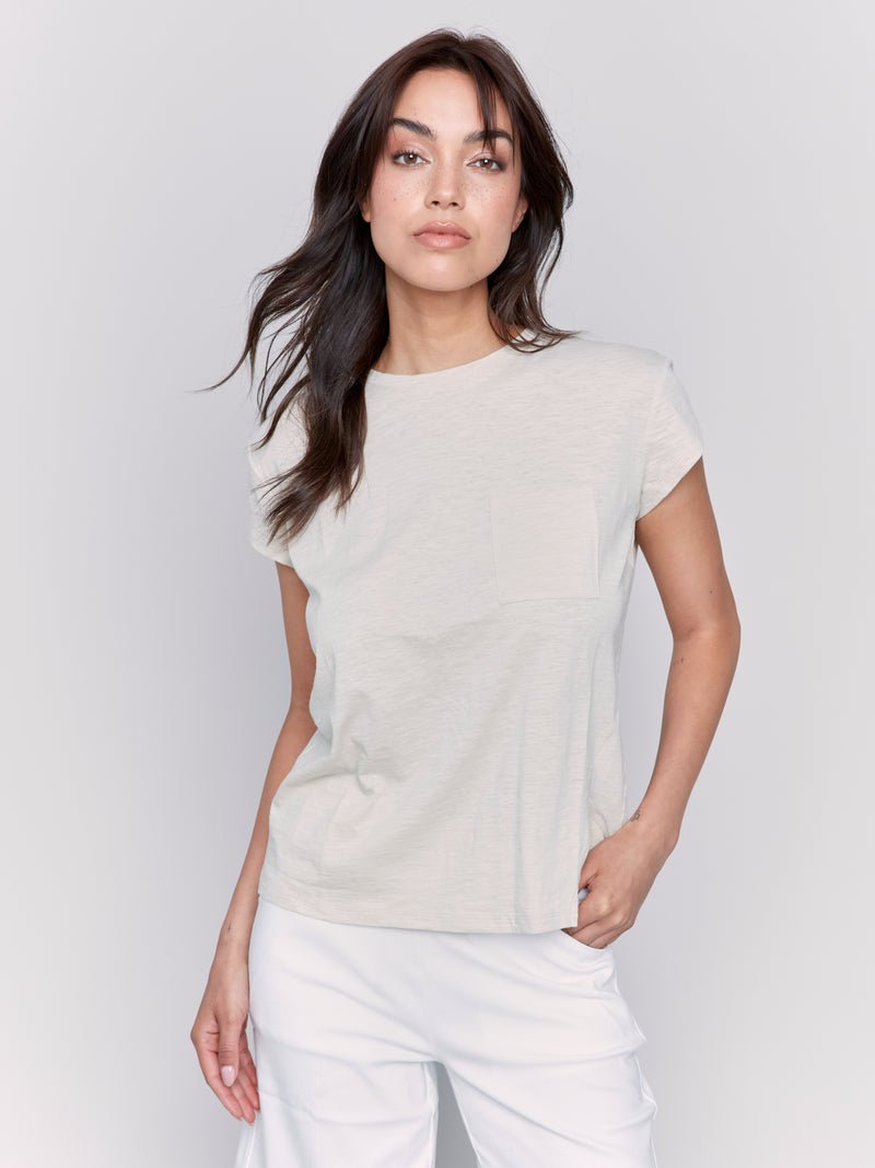 Charlie B Boxy Pocket Tee Sand