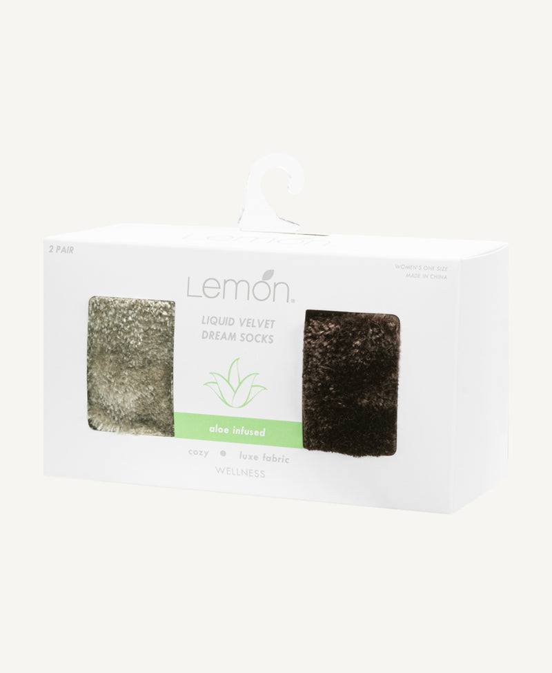 Lemon Liquid Velvet Socks Brown 2 Pack