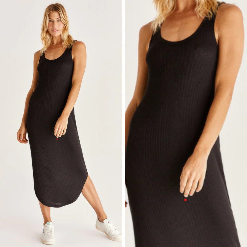 Z Supply Black Ribbed Hacci Dress