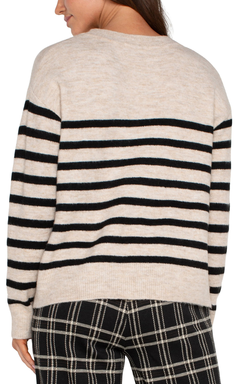 Liverpool Striped Sweater Oatmeal With Black Stripes