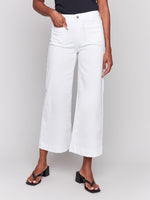 Charlie B Crop Flare Front Pocket Pant White