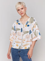 Charlie B Cactus Button Up Blouse