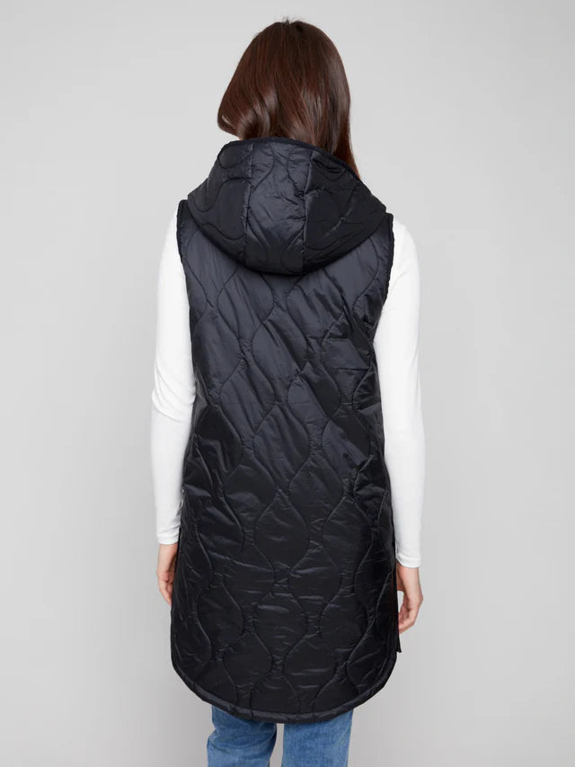 Charlie B Pearilized Puffer Vest Black