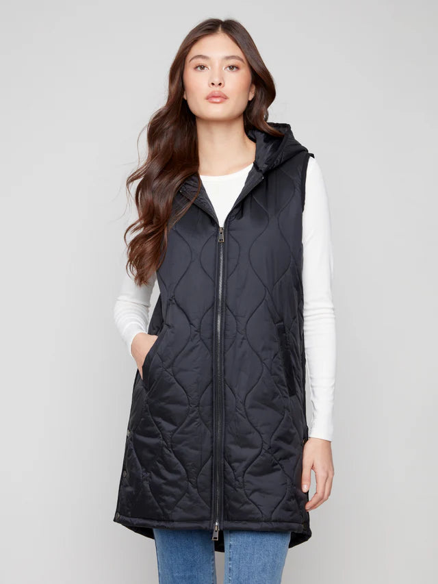Charlie B Pearilized Puffer Vest Black
