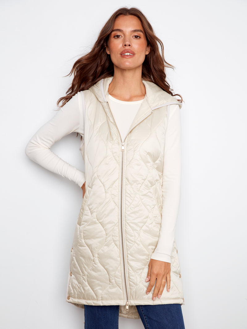 Charlie B Long Nylon Vest Champagne
