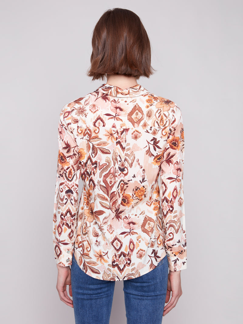Charlie B Jacobean Button Up Blouse
