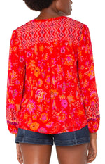 Liverpool Peasant Style Red Floral Blouse