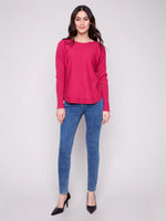 Charlie B Hibiscus Sweater With Side Buttons