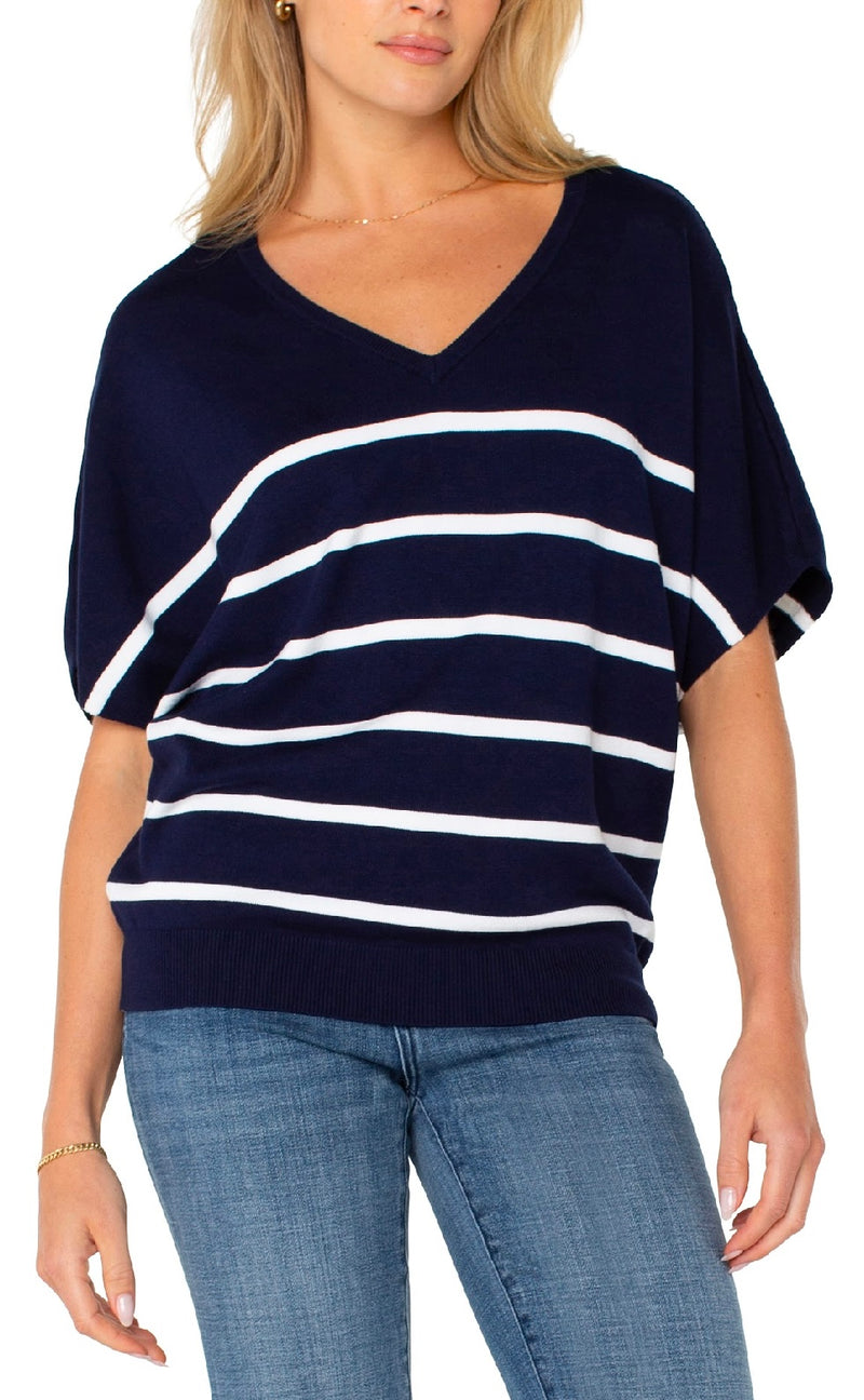 Liverpool Dolman Navy & White Striped Sweater