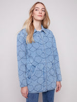 Charlie B Star Quilted Denim Jacket With Welt Pockets