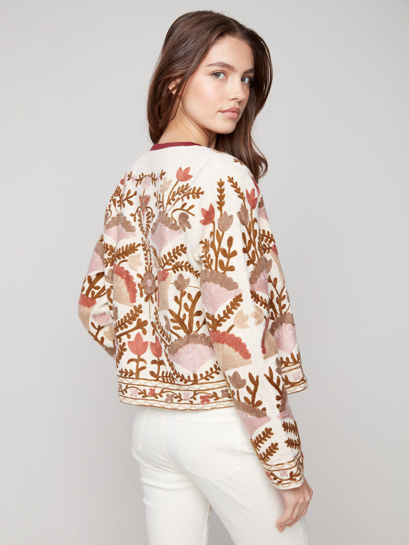 Charlie B Botton Weave Embroidered Jacket