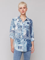 Charlie B Button Up Blouse Blue