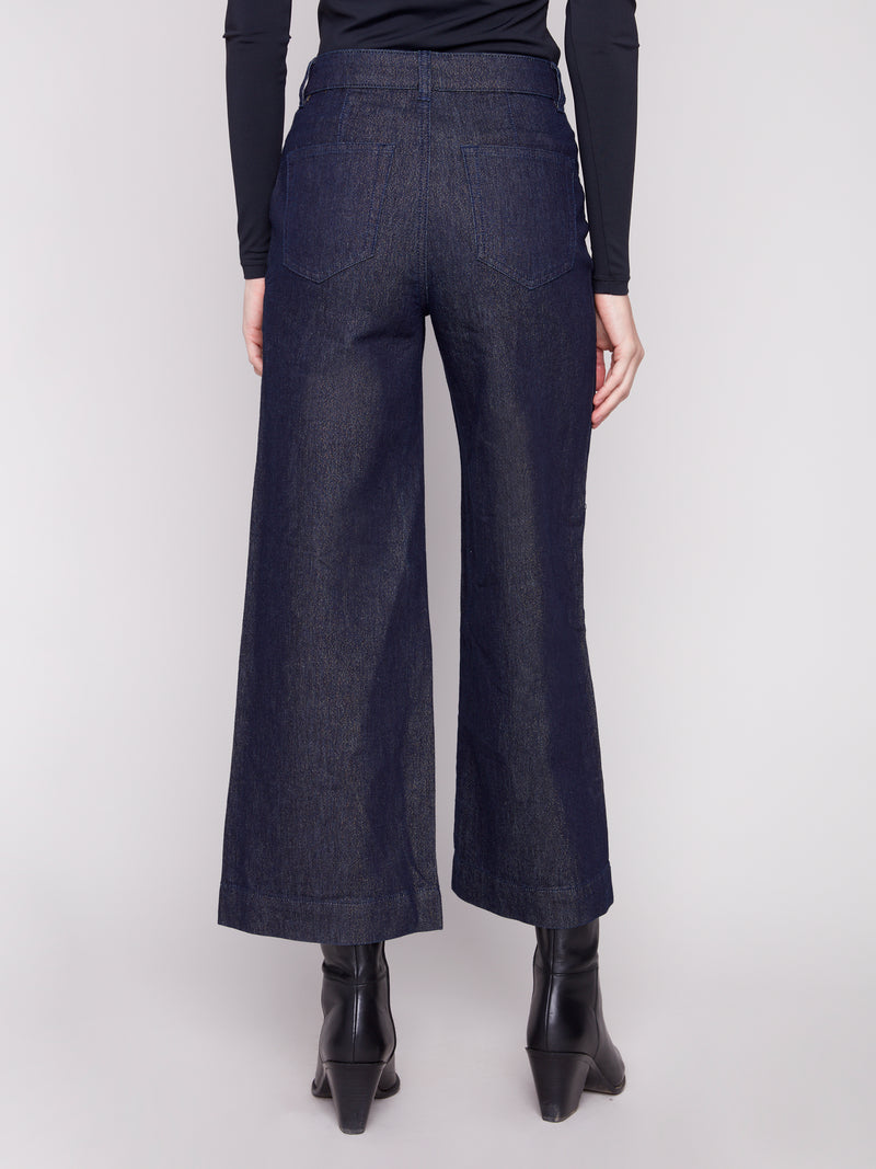 Charlie B Dark Blue Crop With Rectangle Patch Pockets
