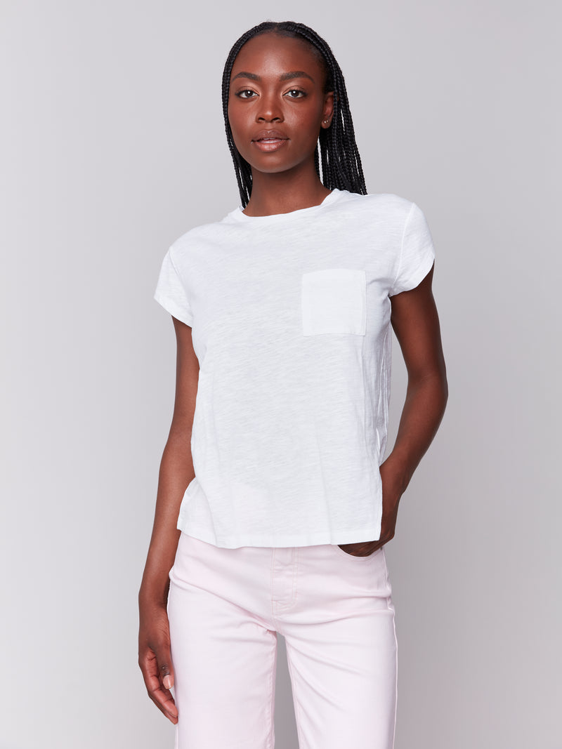 Charlie B Boxy Pocket Tee White